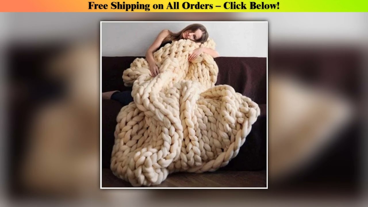 Fashion Chunky Wool Blanket Thick Big Yarn Roving Knitted Blanket Winter Warm Sofa Bed Throw