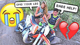 JOSH CRASHED HIS DIRTBIKE! BROKEN LEG *PRANK*