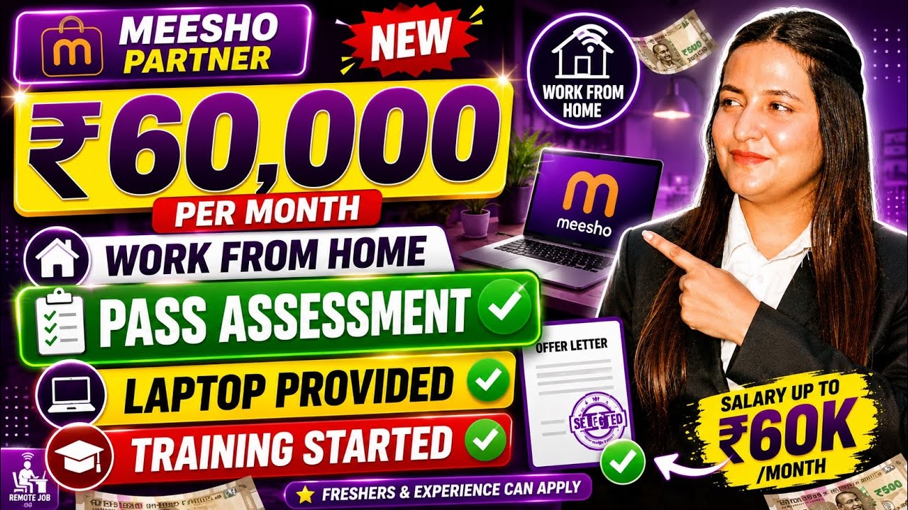 rewrite this title 🔥 ₹60,000 Salary 😳 Meesho Partner Work From Home Job 2026 | Full Process + Training rewrite this title 🔥 ₹60,000 Salary 😳 Meesho Partner Work From Home Job 2026 | Full Process + Training