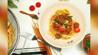 Spaghetti complet bolognaise boulettesسباغيتي القمح الكامل باللحم المفروم و الخضر- سهل و رائع