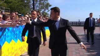 Ukraine's Zelensky arrives at parliament for inauguration