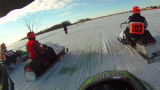 Vintage Snowmobile Oval Race  1976 Arctic Cat Sno Pro vs 1977 340z