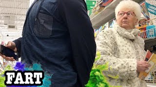 Fart Prank | Sharter Farts On Granny Gets BANNED from All Wal-Marts