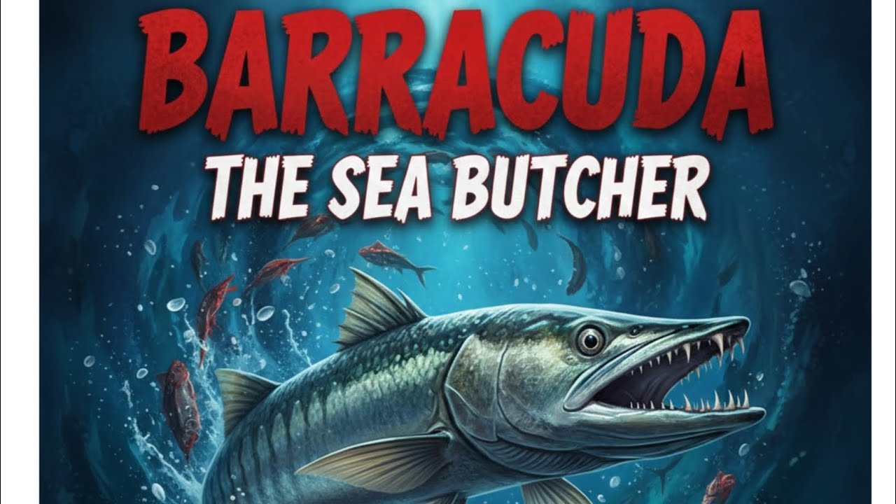 BARRACUDA-A LARGE PREDATORY FISH WITH AELONGATED BODY,SHARP TEETH 