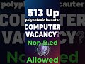 513 UP polytechnic lecturer Computer Vacancy #kvs #nvs #emrs #dsssb #bpsc