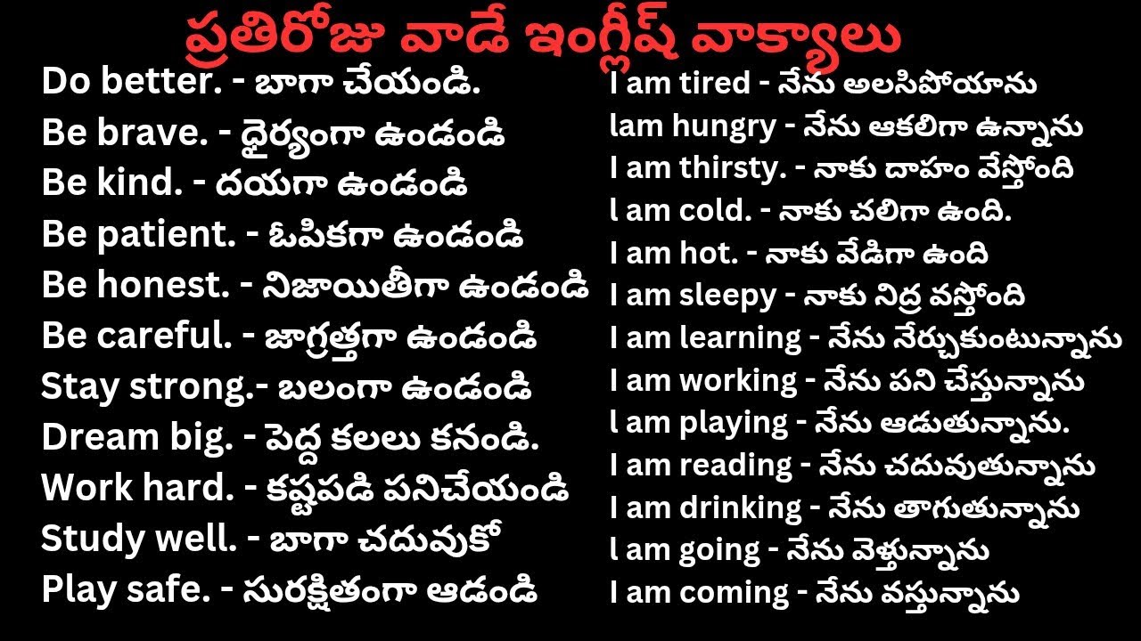 ప్రతిరోజు  వాడే 200వాక్యాలు | spoken english through telugu
