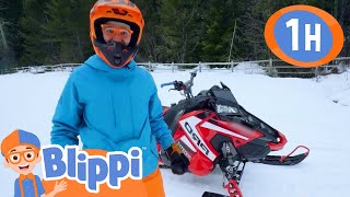 Blippi's Red Snowmobile CRASH | Blippi | Cartoons for Kids  Explore With Me!