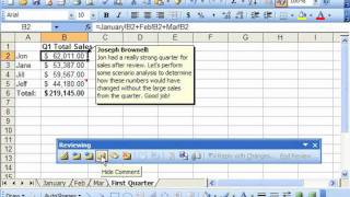 Excel 2003 Tutorial Reviewing Comments Microsoft Training Lesson 17.7