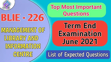 BLIE - 226 Top Most Important Questions for Term End Examination June 2021 | Expected Short Question