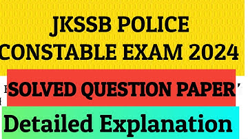 JKP Constable Question Paper 2024 | JK Police Constable Solved Paper 01 December 2024 #jkssb