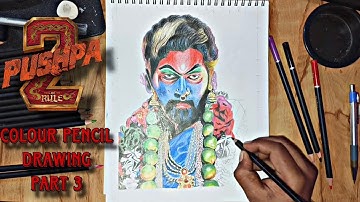 Pushpa 2 movie drawing | Allu Arjun colour pencil drawing | pushpa 2 colour pencil drawing | part 3