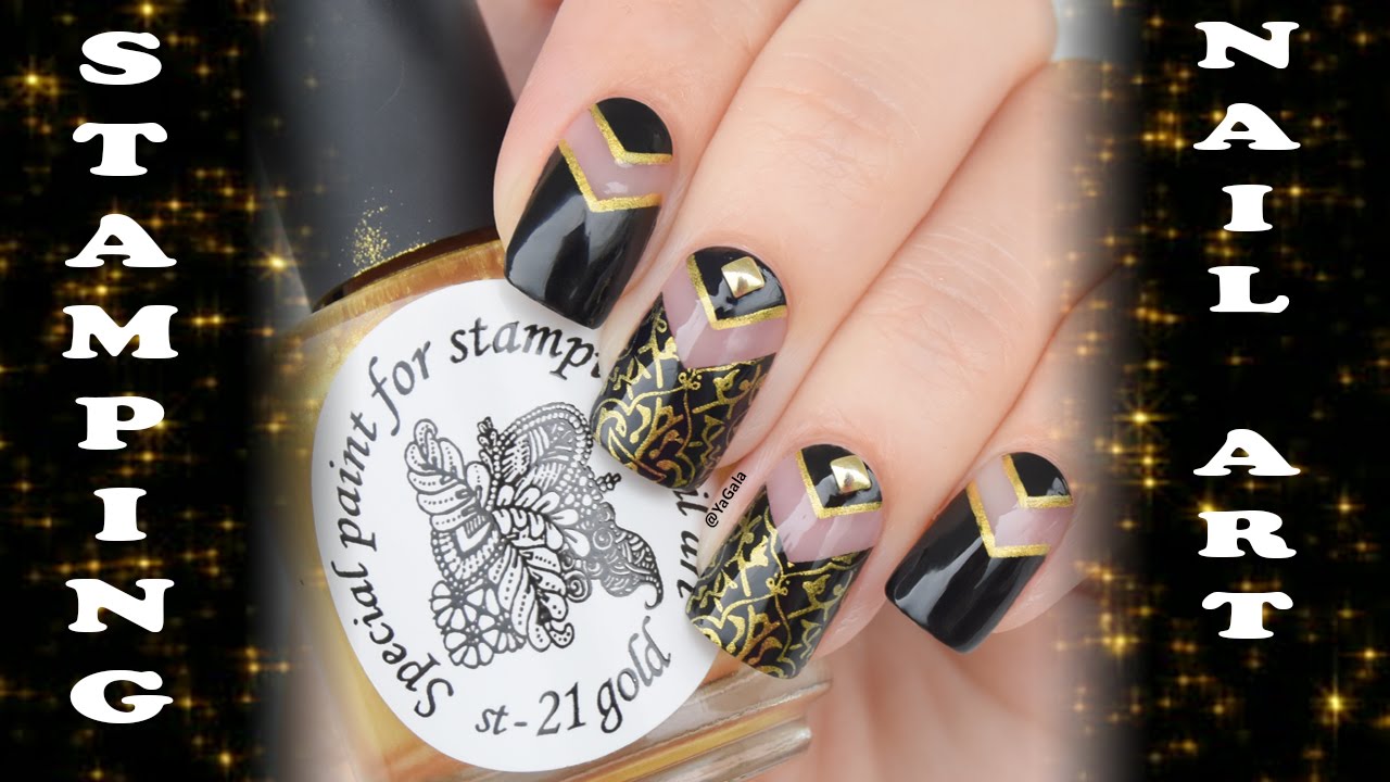 7. Matte Black and Gold Ombre Nails - wide 1