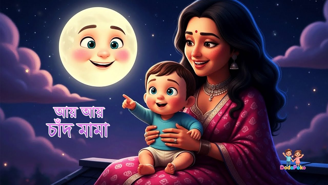 আয় আয় চাঁদ মামা | Aye Aye Chand Mama | Bangla 3D Cartoon | Dodo Poko - বাংলা ছড়া |