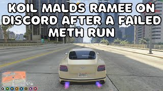 Koil calls Ramee on Discord after he got Arrested from a meth Run | NoPixel GTA RP
