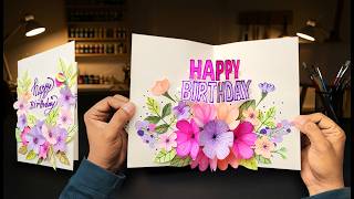 Diy Flower Pop Up Birthday Card 🎂 | Beautiful Handmade Birthday Card Tutorial