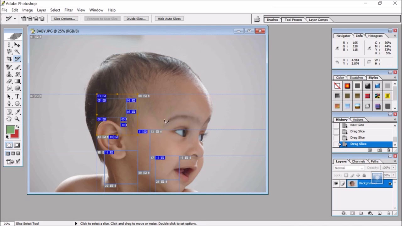 Photoshop Crop and Slice tools Crop Slice Select 