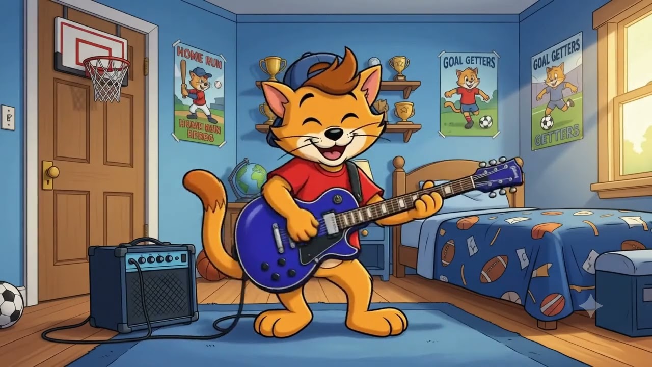 JumpStart: Casey Cat Loves Practicing On His Guitar - YouTube