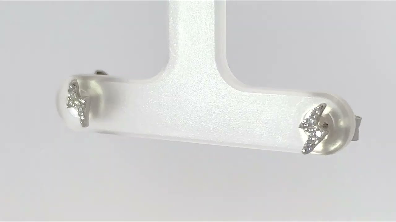 Lightning Bolt Stud Earrings 3mm VVS Moissanite (Silver)