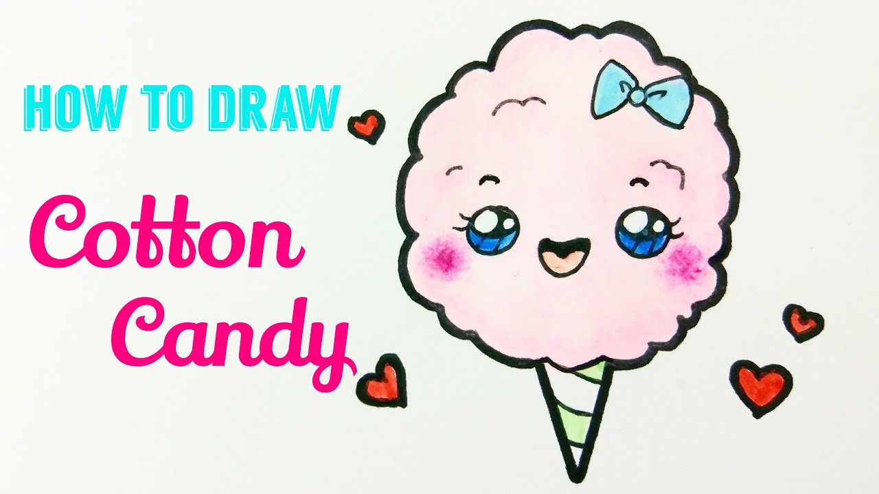 HOW TO DRAW COTTON CANDY  Easy & Cute Cotton Candy Drawing Tutorial For  Beginner / Kids 