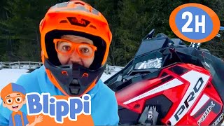 Blippi's Red Snowmobile Is Super Fast! | 2 Hours Of Blippi Christmas Videos!