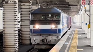 JR貨物EF210形300番台304号機+コキ24B(両)が高速通過するシーン(63レ・吹A114・コンテナ輸送)