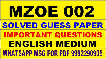 mzoe 002 guess paper in english | mzoe 002 important questions | mzoe 002 study material
