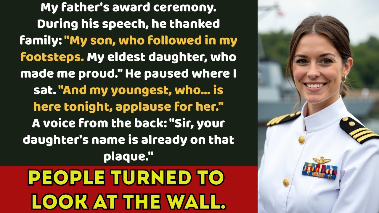 'And my youngest, who... is here tonight.' Then someone said: 'Sir, her name's already on...