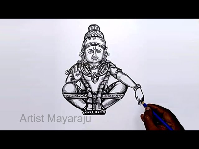 How to draw Lord ayyappa swami drawing easy using the lettersU V  U|makarajothi drawing - YouTube