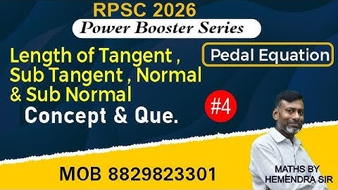 Length of Polar Tangent, Subtangent, Normal & Subnormal | Power Booster Series  | RPSC Maths 2026