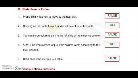 Ch 3  worksheet 1Working with tables in MS  Word 2010 class 6
