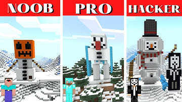 Minecraft SNOW GOLEM HOUSE BUILD CHALLENGE - NOOB vs PRO vs HACKER / Animation - Game Twister