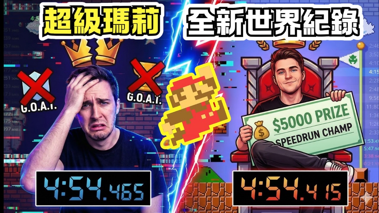 僅差0.03秒!統治五年的神輸了... 新神降臨無情斬殺 Niftski,奪走5000美金與特製王座!#supermariobros #世界紀錄 #speedrun 縮圖