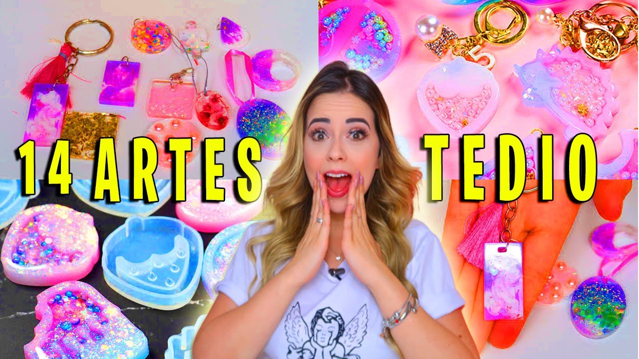 14 DIY PRA FAZER NO TÉDIO MUITO FÁCIL | RESINA EPÓXI CHAVEIROS Amanda Azevedo