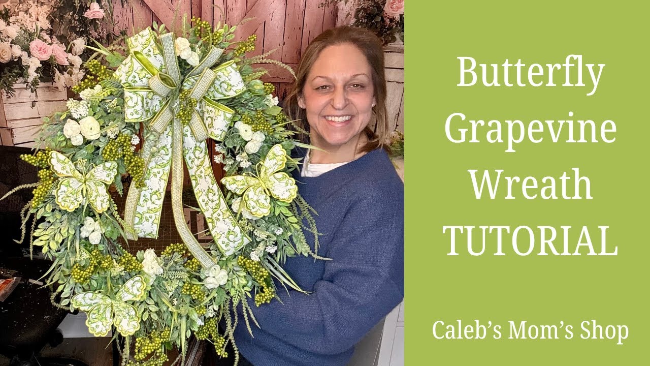 Урок по изготовлению весеннего венка из виноградной лозы с бабочками #весна #изготовлениевенков #...