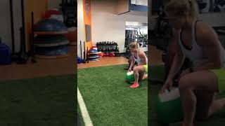 Kneeling medball first step acceleration slam