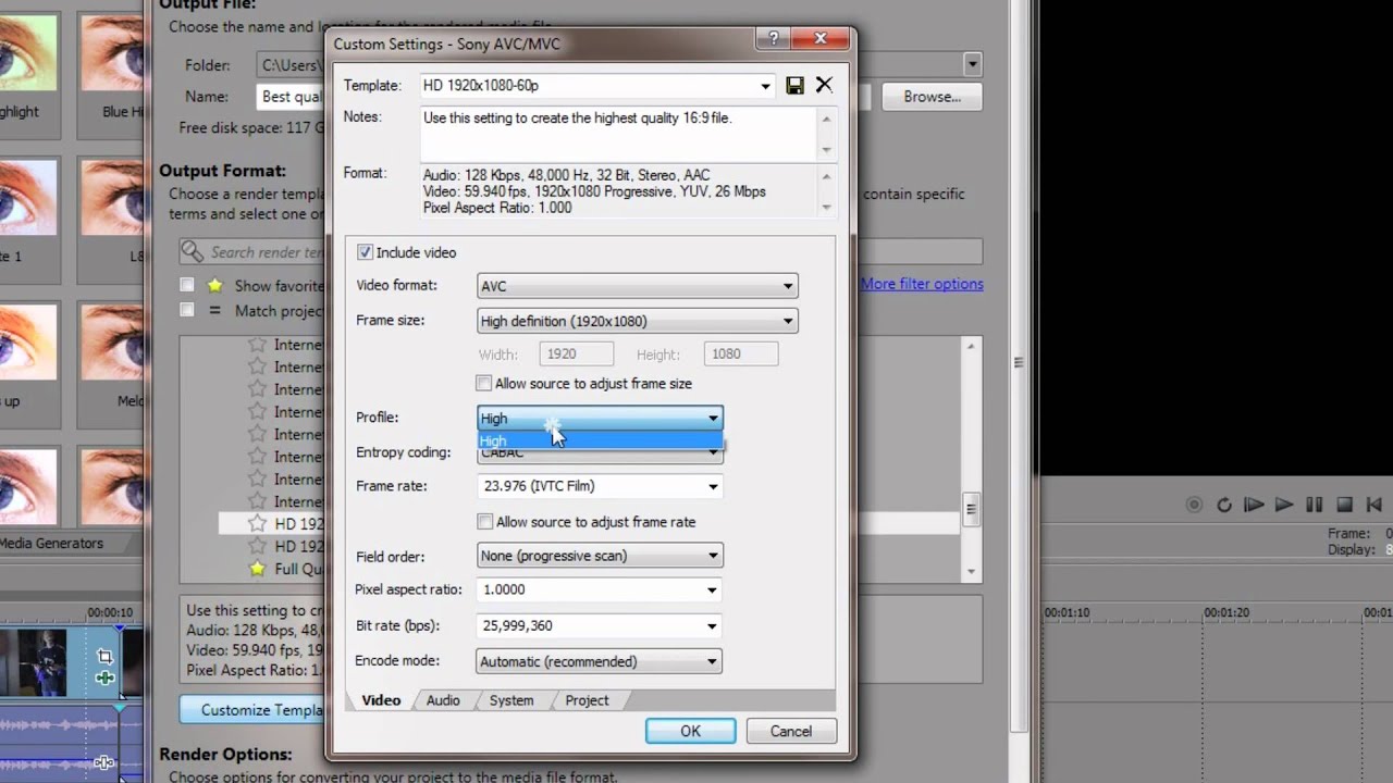 Best render/export Settings - Sony Vegas