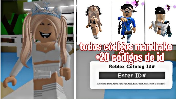 IDEIAS DE SKINS MANDRAKE +CÓDIGOS DE ID DE ROUPA E ACESSÓRIOS PARA  BROOKHAVEN 🏡 RP ROBLOX🤩 