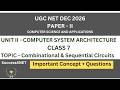 UGC NET DEC 2026|CS|Unit 2:Computer System Architecture -Combinational & Sequential Circuits-Class 7