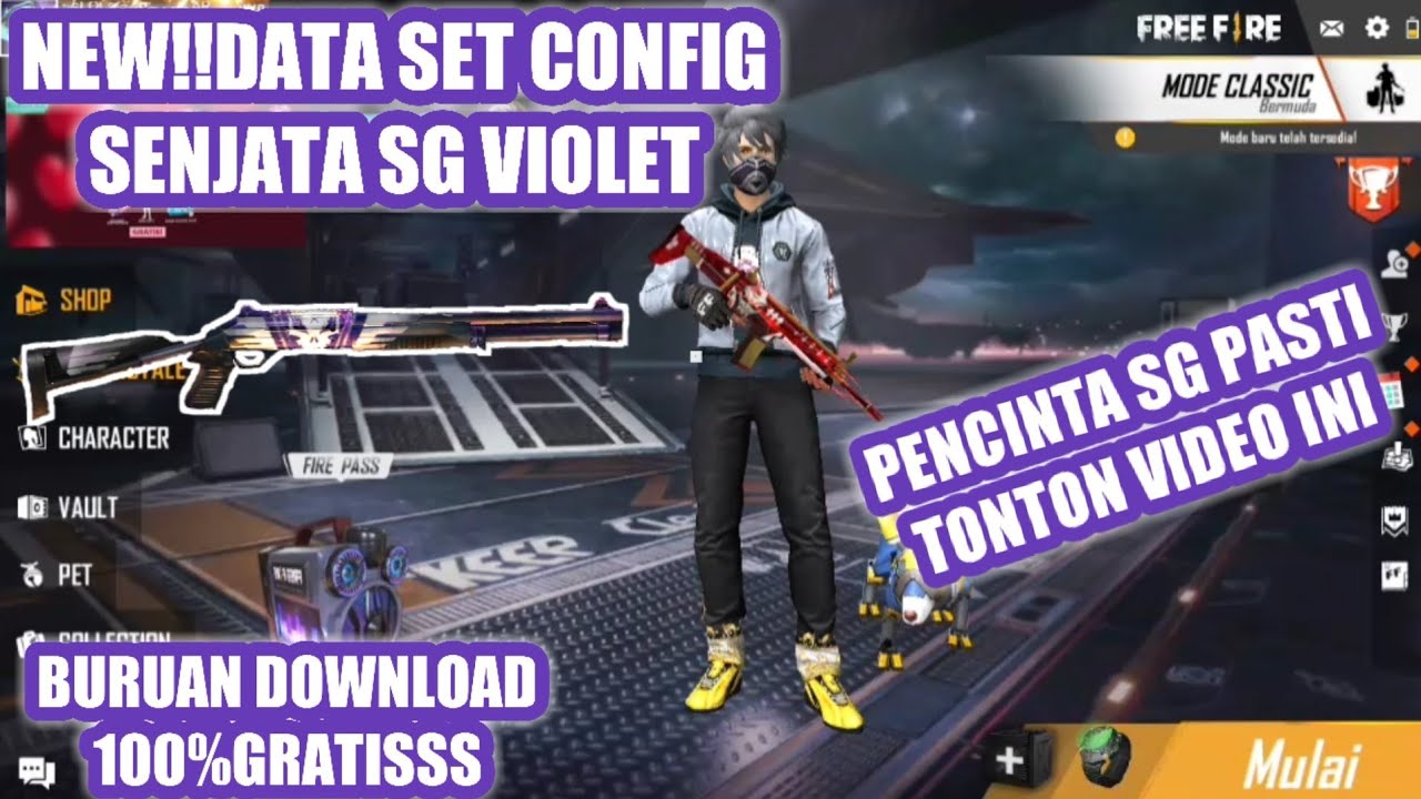 Skin Free Fire Gratis Set Data Config Skin Shotgun Violet