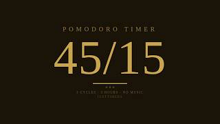 3 Hour Pomodoro Timer 🕰️ 3x 45/15 · Warm Analog Aesthetic · No Music
