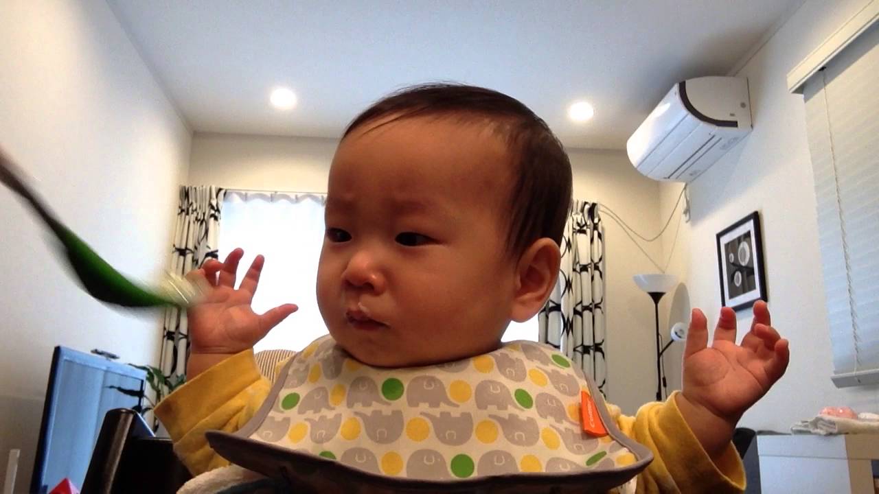 生後７ヶ月 手をひらひらさせてご飯を食べる赤ちゃん Youtube