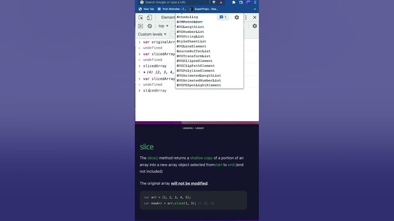Javascript array method slice shorts youtube