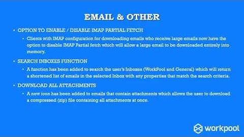 Overview of new Email Screens and functionality in WorkPool v6.0