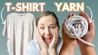 How to make T-shirt yarn the easy way 🧶 🙌🏻 | Crochet project ideas for T-shirt yarn