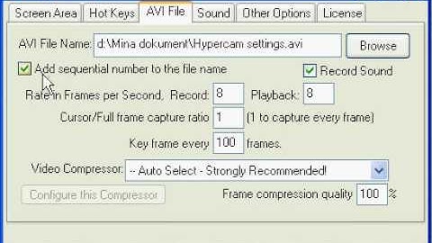 My Hypercam 2 settings - How to make quality good