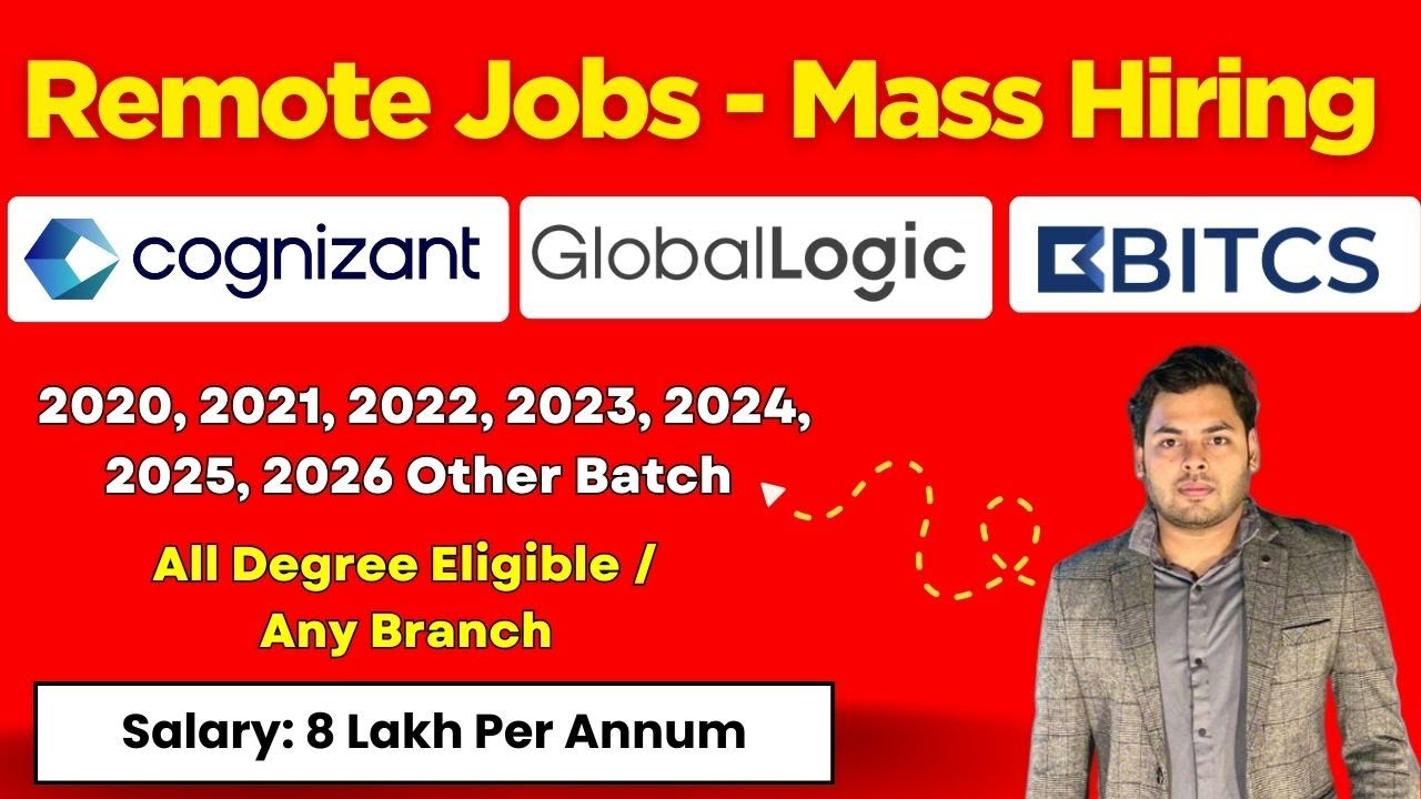 🔥Вакансии на удаленную работу - зарплата 8 лакхов | Cognizant, BITCS, Global Logic | Требуется вы...