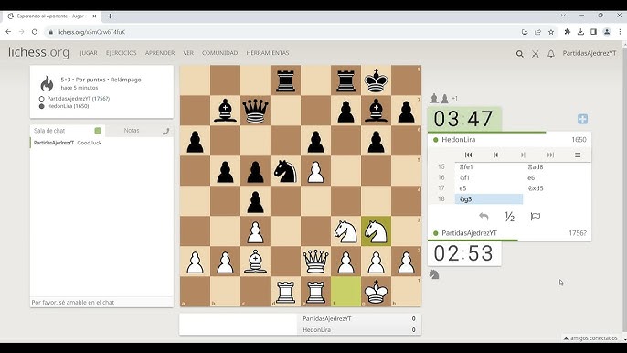 PARTIDA DE AJEDREZ ONLINE #34, 5+3 BLITZ