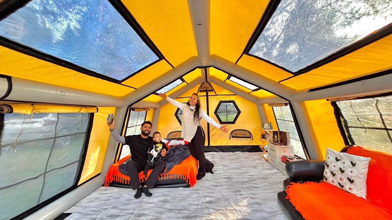 -7 DERECEDE ŞİŞME ÇADIRIMIZDA BEBEĞİMİZ İLE KAMP 😱 ❄️