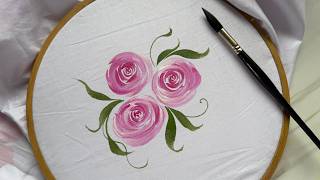 One Stroke Roses Painting on Cotton Fabric | Simple Fabric Painting Tutorial