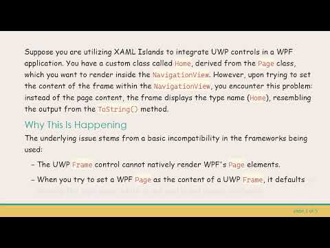 Troubleshooting UWP NavigationView: Why Your Page Displays as Type Name and What to Do About It